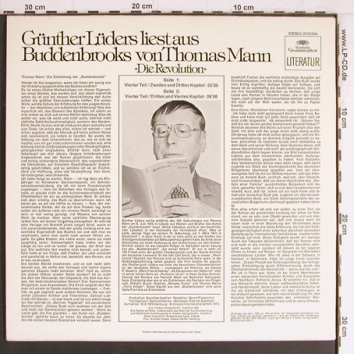 Buddenbrooks -Thomas Mann: Günther Lders liest die Revolution, D.Gr. Literatur(2570 004), D, 1975 - LP - Y3667 - 9,00 Euro