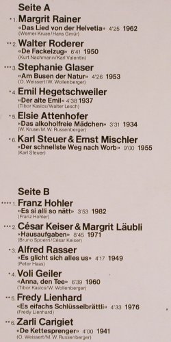 V.A.Us 50 Jahr Schwyzer Cabaret: Erfolgr. Chansons + Sketche Folge 1, Gold Records (11 186), CH, 1984 Typ: LP Best.-Nr.: Y3705 Preis: 9,00 Euro