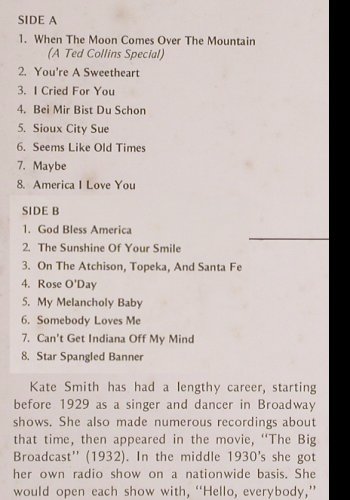Smith,Kate: sings God,Bless America..1937-41, Sunbeam(HB-307), US, m /vg+, 1974 - LP - Y3712 - 7,50 Euro