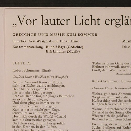 Westpfal,Gerd und Dianah Hinz: Vor lauter Licht erglänzt das Land, Christophorus(CLP 73320), D,  - 10inch - Y3760 - 7,50 Euro