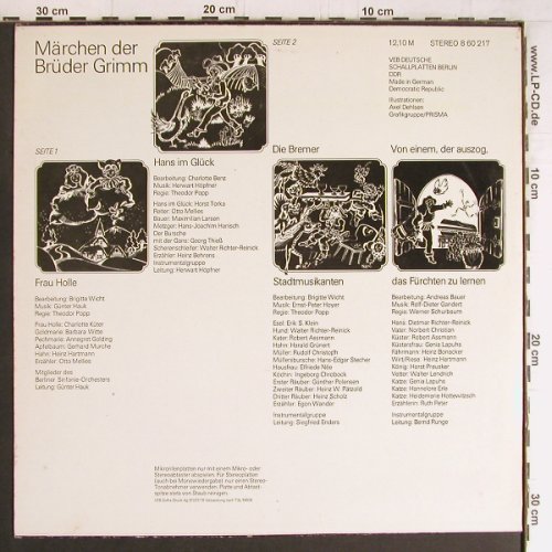 Gebrüder Grimm, Märchen der: Frau Holle,Hans im Glck,dieBremer., Eterna(8 60 217), DDR, 1976 - LP - Y4104 - 6,00 Euro