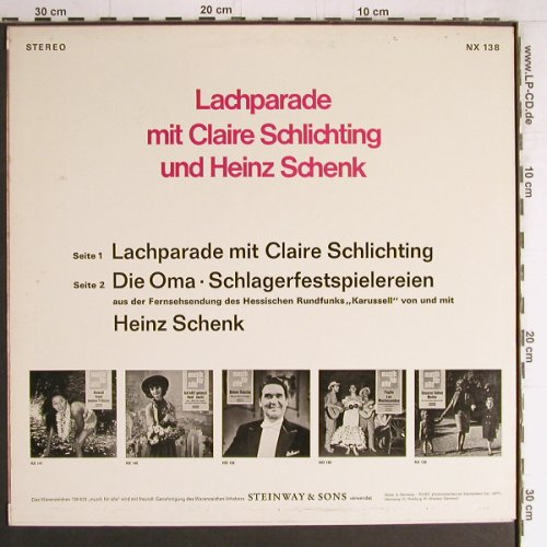 Schlichting,Claire & Heinz Schenk: Lachparade, Decca(NX 138), D,  - LP - Y4276 - 6,00 Euro