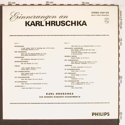 Hruschka,Karl - Erinnerungen an: Wiener Konzert-Schrammeln, Philips (6387 001), A Typ: LP Best.-Nr.: Y4341 Preis: 7,50 Euro