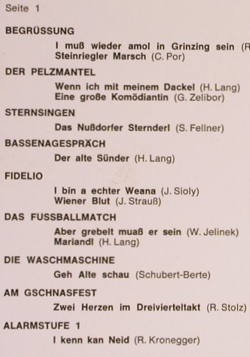 Hruschka,Karl - Erinnerungen an: Wiener Konzert-Schrammeln, Philips (6387 001), A Typ: LP Best.-Nr.: Y4341 Preis: 7,50 Euro