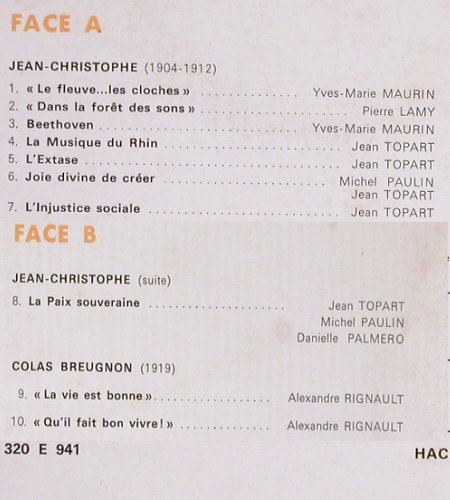 Rolland,Romain: Extraits de:Jean-Christophe, l'Encyclopedie Sonore(320 E 941), F, 1971 - LP - Y4529 - 9,00 Euro