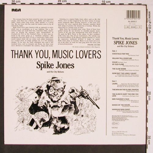 Jones,Spike: Thank You Music Lovers (1960), RCA (NL 89057), D, Ri, 1983 Typ: LP Best.-Nr.: Y465 Preis: 7,50 Euro