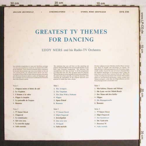 Mers,Eddy & his Radio-TV Orchestra: Greatest TV Themes for Dancing, Concert Hall (SVS 2720),  Typ: LP Best.-Nr.: Y4662 Preis: 6,00 Euro