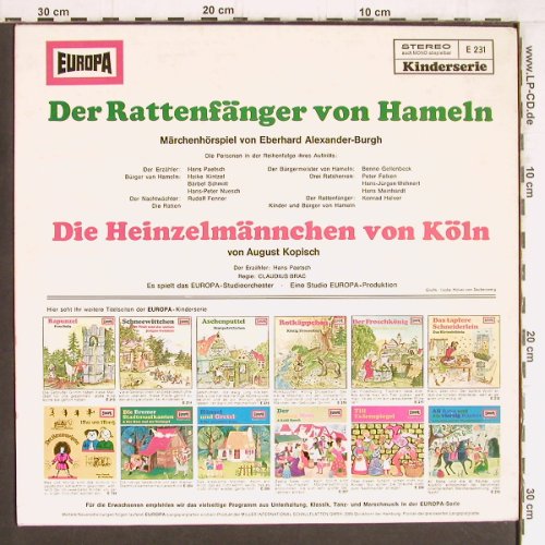 Rattenfänger von Hameln: Die Heinzelmnchen von Köln, Europa(E 231), D,  - LP - Y4819 - 5,00 Euro