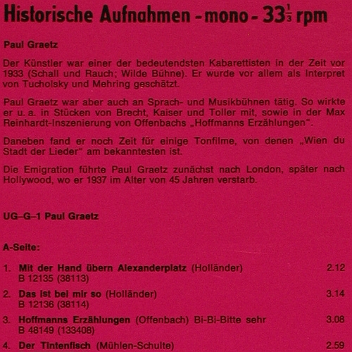 Graetz,Paul: Serie für Liebhaber u.Sammler, Discophilia (DIS 13), D Typ: LP Best.-Nr.: Y48 Preis: 9,00 Euro