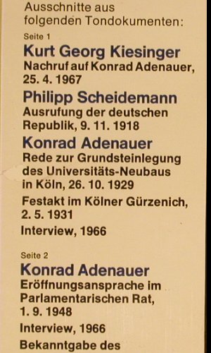 Adenauer,Konrad: Von Köln Nach Bonn, FS-New sealed, Miller (4D 014), D Typ: LP Best.-Nr.: Y5407 Preis: 7,50 Euro