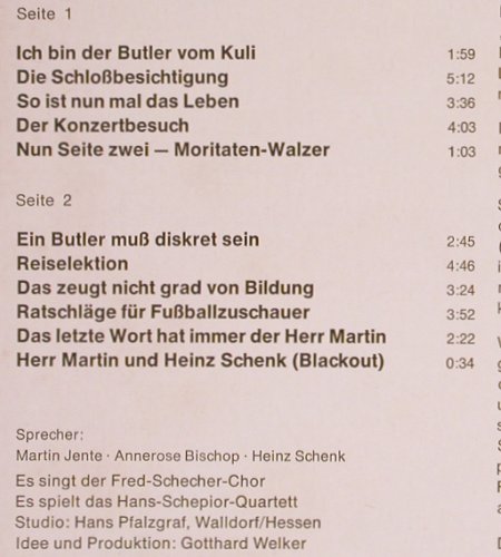 Jente,Martin - Heinz Schenk: Der Knigge des Herrn Martin, m-/vg+, Philips (841 813 PSY), D Typ: LP Best.-Nr.: Y5455 Preis: 6,00 Euro