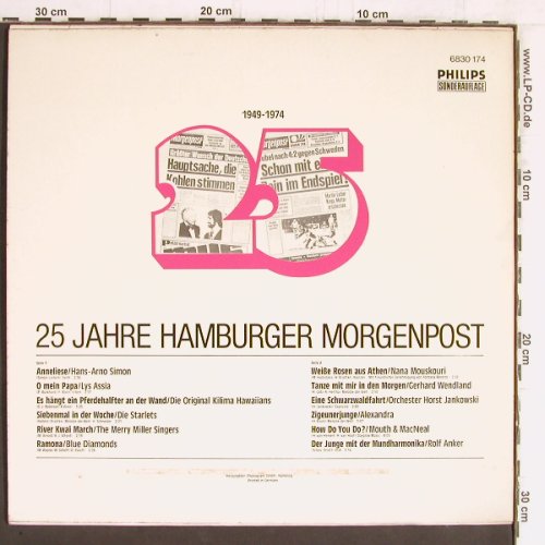 V.A.25 Jahre Hamburger Morgenpost: Hans-Arno Simon...Rolf Anker, Mono, Philips (6830 174), D, 1974 Typ: LP Best.-Nr.: Y5516 Preis: 5,00 Euro