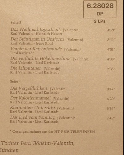 Valentin,Karl: Das Gr.Erinnerungs-Album 2.Folge, Telefunken(6.28028 DP), D, Foc,  - 2LP - Y5608 - 7,50 Euro