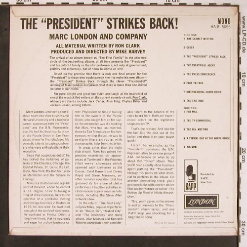 London,Marc and Company: The President Strikes Back!, London (HA-R 8055), UK, Mono, 1962 Typ: LP Best.-Nr.: Y571 Preis: 9,00 Euro