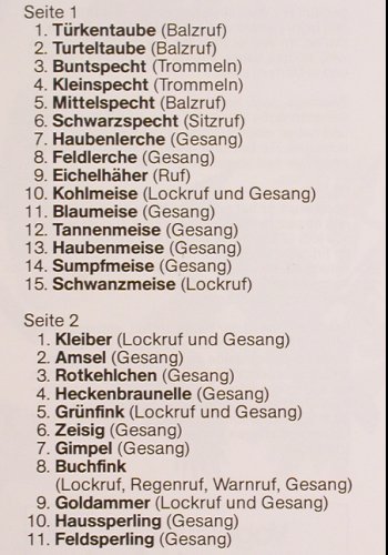 Vogelstimmen unserer Heimat: Folge 1, Europa (111 080.2), D, 1977 Typ: LP Best.-Nr.: Y5761 Preis: 5,00 Euro