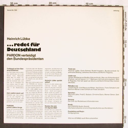 Lübke,Heinrich: ...redet für Deutchland, Antholog / Pardon (7005), D Typ: LP Best.-Nr.: Y6095 Preis: 5,00 Euro