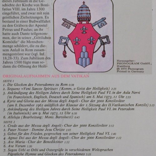 Rom - Ewige Stadt (Papst Paul VI): Eine Pilgerfahrt zum Heiligen Jahr, Philips(6599 942), D, 1975 - LP - Y6244 - 7,50 Euro