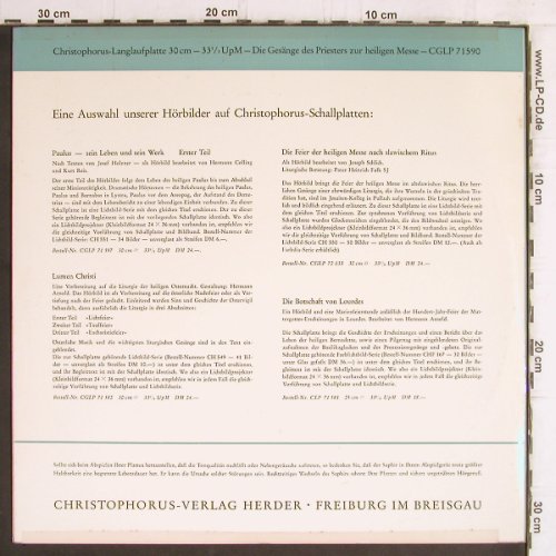 Die Gesänge des Priesters: zur Heiligen Messe, Foc,Booklet, Christophorus(CGLP 71 590), D,  - LP - Y6250 - 7,50 Euro