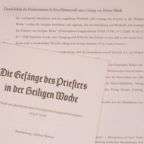 Die Gesänge des Priesters: in der Heiligen Woche, Foc,Booklet, Christophorus(CGLP 71 591), D,  - LP - Y6251 - 7,50 Euro