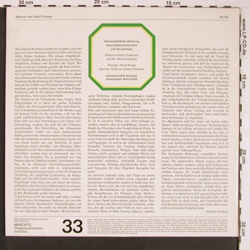 Stimmen der Vögel Mitteleuropas: Waldvgel,Haus, Hof,Garten 36Tr,Foc, Marcato(92 735), D, Mono,  - 2LP - Y643 - 6,00 Euro