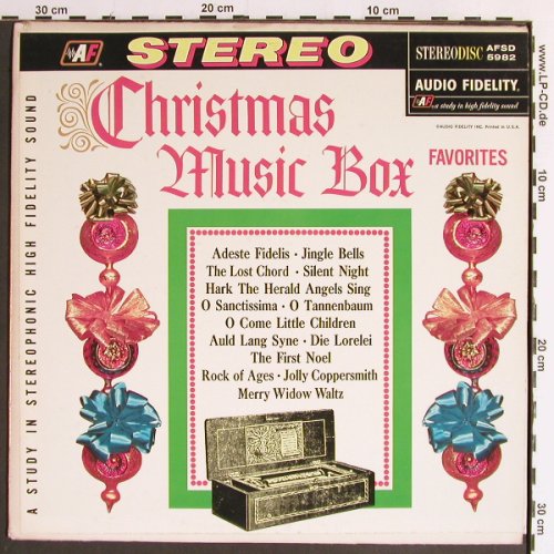 V.A.Christmas Music Box Favorites: Paul Eakins Gay 90's Village Coll., Audio Fidelity (AFSD 5982), US,vg+/vg+ Typ: LP Best.-Nr.: Y6474 Preis: 5,00 Euro