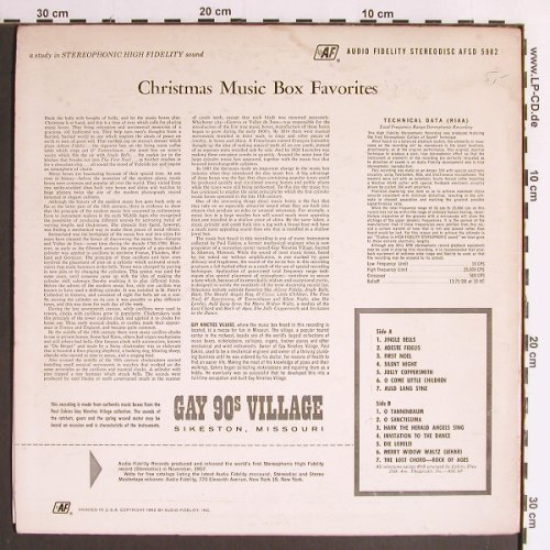 V.A.Christmas Music Box Favorites: Paul Eakins Gay 90's Village Coll., Audio Fidelity (AFSD 5982), US,vg+/vg+ Typ: LP Best.-Nr.: Y6474 Preis: 5,00 Euro