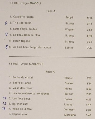 V.A.Orgues Mecaniques: de Bastringue et de Manege, Foc, FY / RCA(FY 009/010), F, woc,  - LP - Y6531 - 6,00 Euro