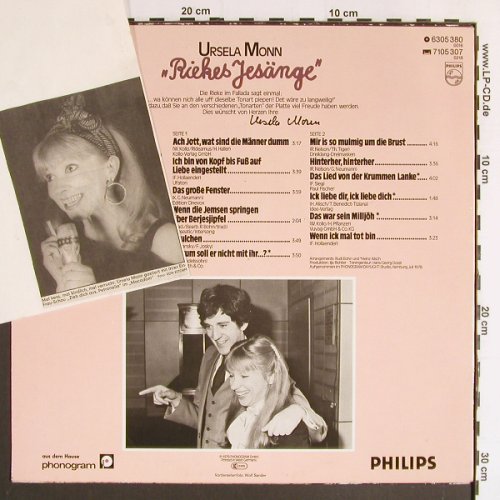 Monn,Ursela: Riekes Jesänge, m-/vg+, Philips (6305 380), D, 1978 Typ: LP Best.-Nr.: Y6551 Preis: 6,00 Euro