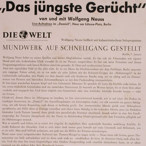 Neuss,Wolfgang: Das Jüngste Gerücht (Live), Fontana (681 514 TL), D, Mono, 1964 Typ: LP Best.-Nr.: Y6556 Preis: 15,00 Euro
