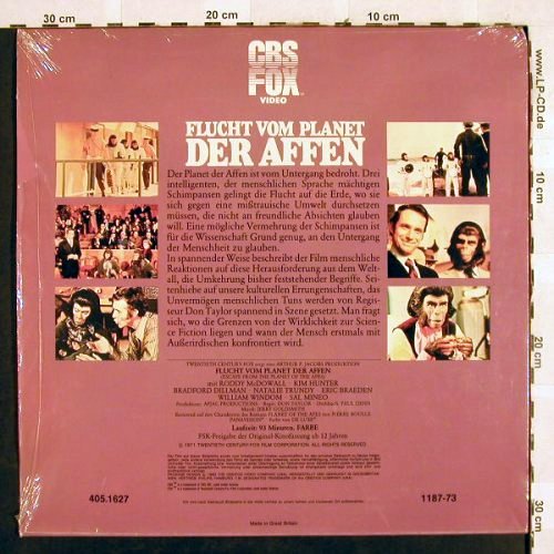 Planet der Affen - Flucht vom: Bildplatte Laser Vision, m/vg+, CBS-Fox(1187-73), UK, 1983 - Video - Y6742 - 9,00 Euro