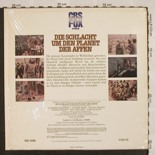 Planet der Affen-Die Schlacht um d.: Bildplatte Laser Vision, CBS-Fox(1134-73), UK, 1983 - Video - Y6743 - 9,00 Euro