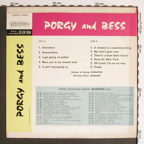 Porgy and Bess
Porgy And Bess: Musique du Film, Musidisc(30 ST-CV 924), F, 1965 - LP - Y6830 - 7,50 Euro