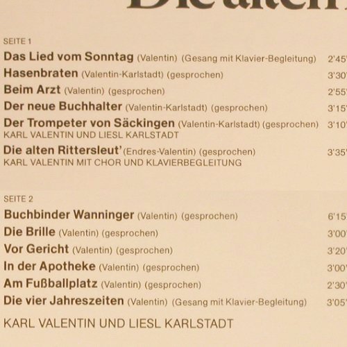 Valentin,Karl: Die Alten Rittersleut, Telefunken(NT 812), D, Ri, 1962 - LP - Y6934 - 5,00 Euro