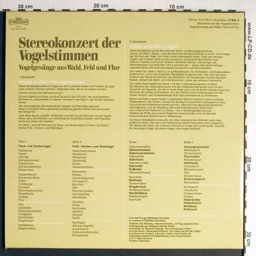 Stereokonzert der Vogelstimmen: Vogelgesänge a.Wald,Feld u.Flur, Intercord,Foc(27 896-0), D, Club.Ed, 1980 - 2LP - Y6984 - 9,00 Euro