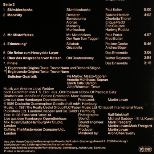Cats: Deut.ges.Aufn.a.d.HH.Operettenhaus, Polydor(831 092-1), D, Ri, 1986 - 2LP - Y7010 - 9,00 Euro