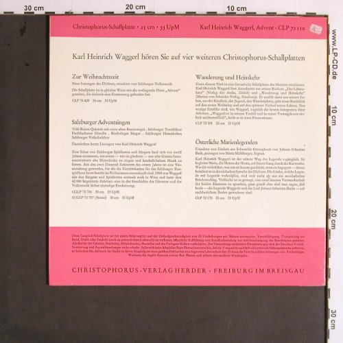 Waggerl,Karl Heinrich: Advent-Tobi Reiser, Fanderl-Vierges, Christophorus(CLP 72 110), D,  - 10inch - Y7054 - 5,00 Euro