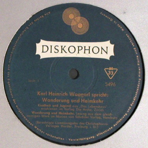 Waggerl,Karl Heinrich: Wanderung und Heimkehr, Diskophon(5496), D,FLC,Mono,  - 10inch - Y7055 - 5,00 Euro