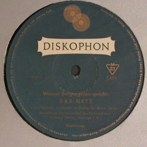 Bergengruen,Werner: Das Netz, Discophon (5494), D,FLC,Mono Typ: 10" Best.-Nr.: Y7056 Preis: 6,00 Euro