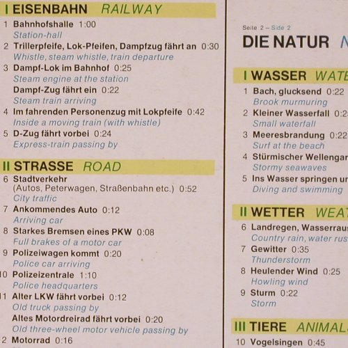 Geräusche in Stereo: 1 - Verkehr / Natur, Europa(E 1008), D, 1973 - LP - Y7085 - 5,00 Euro