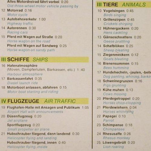Geräusche in Stereo: 1 - Verkehr / Natur, Europa(E 1008), D, 1973 - LP - Y7085 - 5,00 Euro