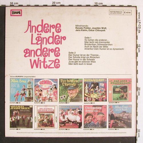 Andere Länder andere Witze: Renate Pichler,Joachim Wolf..., Europa (E 414), D, m-/vg+ Typ: LP Best.-Nr.: Y7197 Preis: 5,00 Euro