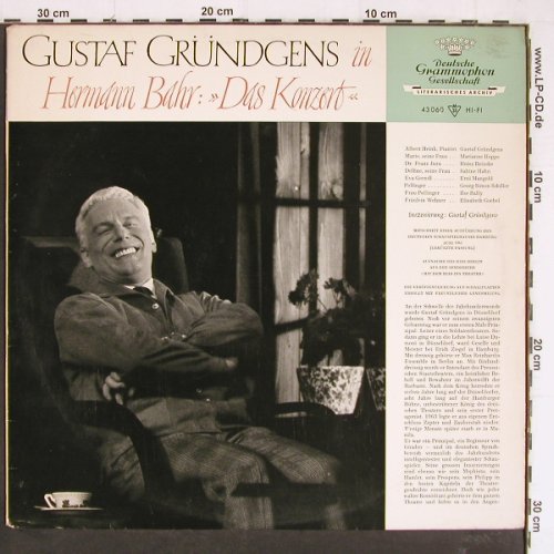 Gründgens,Gustaf: In Hermann Bahr: das Konzert, D.Gr.(43 060), D, Mono, 1964 - LP - Y7398 - 9,00 Euro