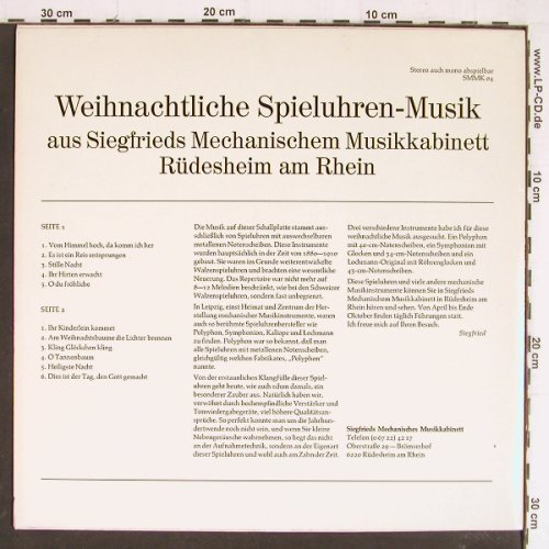 V.A.Weihnachtliche Spieluhren-Musik: aus Siegfrieds Mechanischem, Siegfr.Mech.Musikk. (SMMK 04), D Typ: LP Best.-Nr.: Y7599 Preis: 7,50 Euro