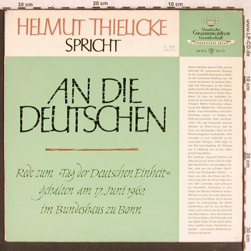 Thielicke,Helmut: An die Deutschen,17.Juni 1962 Bonn, D.Gr.(44 014), D,Ri, woc,  - LP - Y7876 - 9,00 Euro