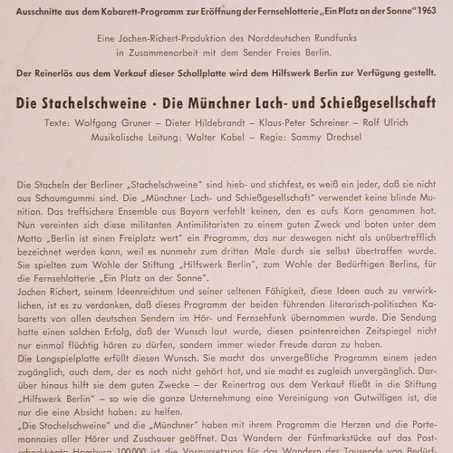 Stachelschweine/Münchener Lach: 1963Berlin ist einen Freiplatz wert, Philips (P 48 053 L), D, m-/vg+, 1963 Typ: LP Best.-Nr.: Y7969 Preis: 17,50 Euro