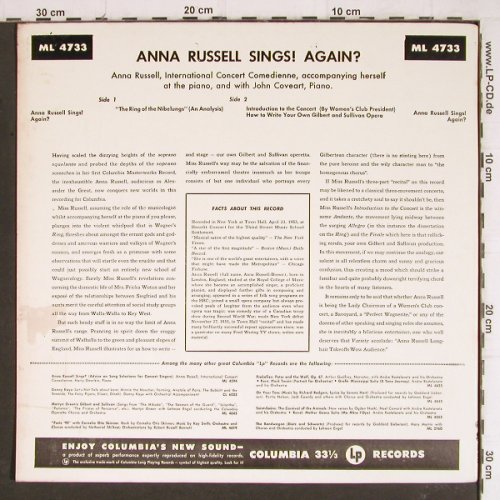 Russell,Anna: Sings Again ? (rec.1953), Columbia(ML 4733), US, Mono, 1972 - LP - Y8193 - 6,00 Euro