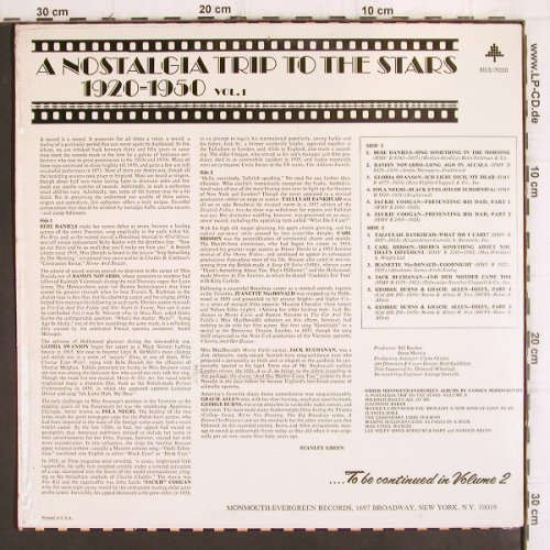 V.A.Nostalgia Trip To The Stars: 1920-50, Bebe Daniels.. George Burn, Monmouth Evergreen(MES 7030), US, 1971 - LP - Y82 - 9,00 Euro