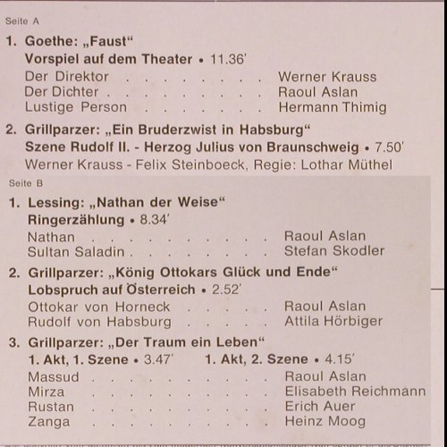 V.A.Die grosse Szene 1: Goethe, Grillparzer, Lessing, Amadeo(AVRS 13903), D,  - LP - Y8840 - 6,00 Euro