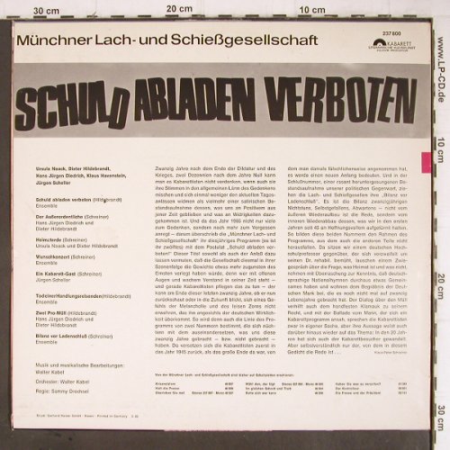 Münchner Lach-u.Schießgesellschaft: Schuld Abladen Verboten,Tr.1.1VG-, Polydor (237 800), D, 1965 Typ: LP Best.-Nr.: Y8878 Preis: 7,50 Euro