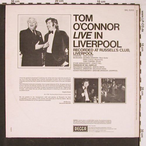 O'Connor,Tom: Live In Liverpool, Decca (SKL 5203), UK, 1975 Typ: LP Best.-Nr.: Y889 Preis: 7,50 Euro